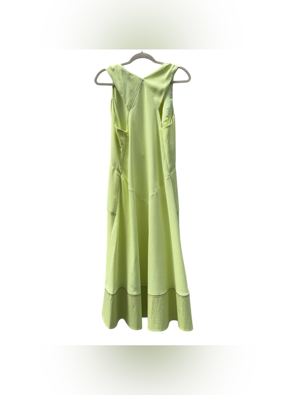 PROENZA SCHOULER White Label Plunging Shoulder Tie V-Neck Midi Dress Celery Sz 8 - Picture 15 of 16